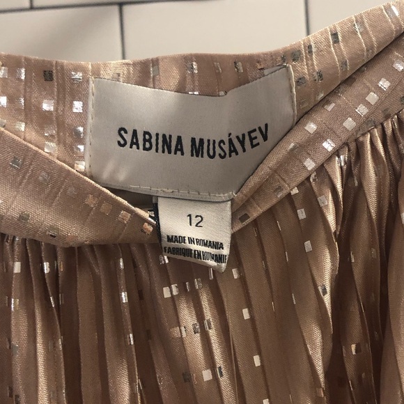 NWT Pink Party Glitter Pleated Midi Skirt Anthropologie Sabina Musáyev NYE - Picture 4 of 9